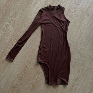 Brown Asymmetric Dress